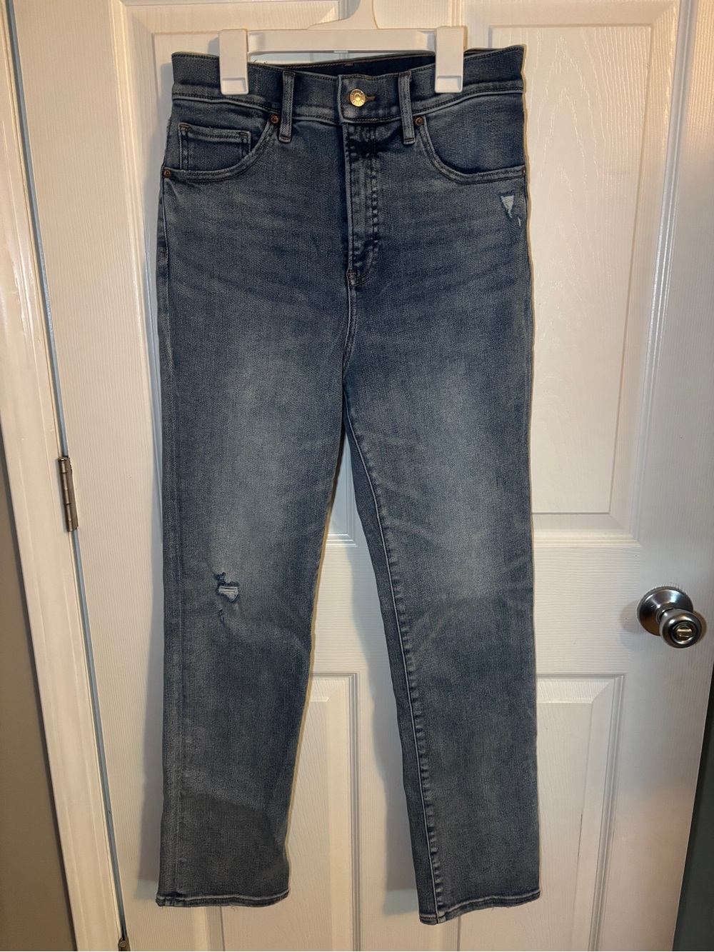 Express Blue Denim Jeans with Brown Stitching